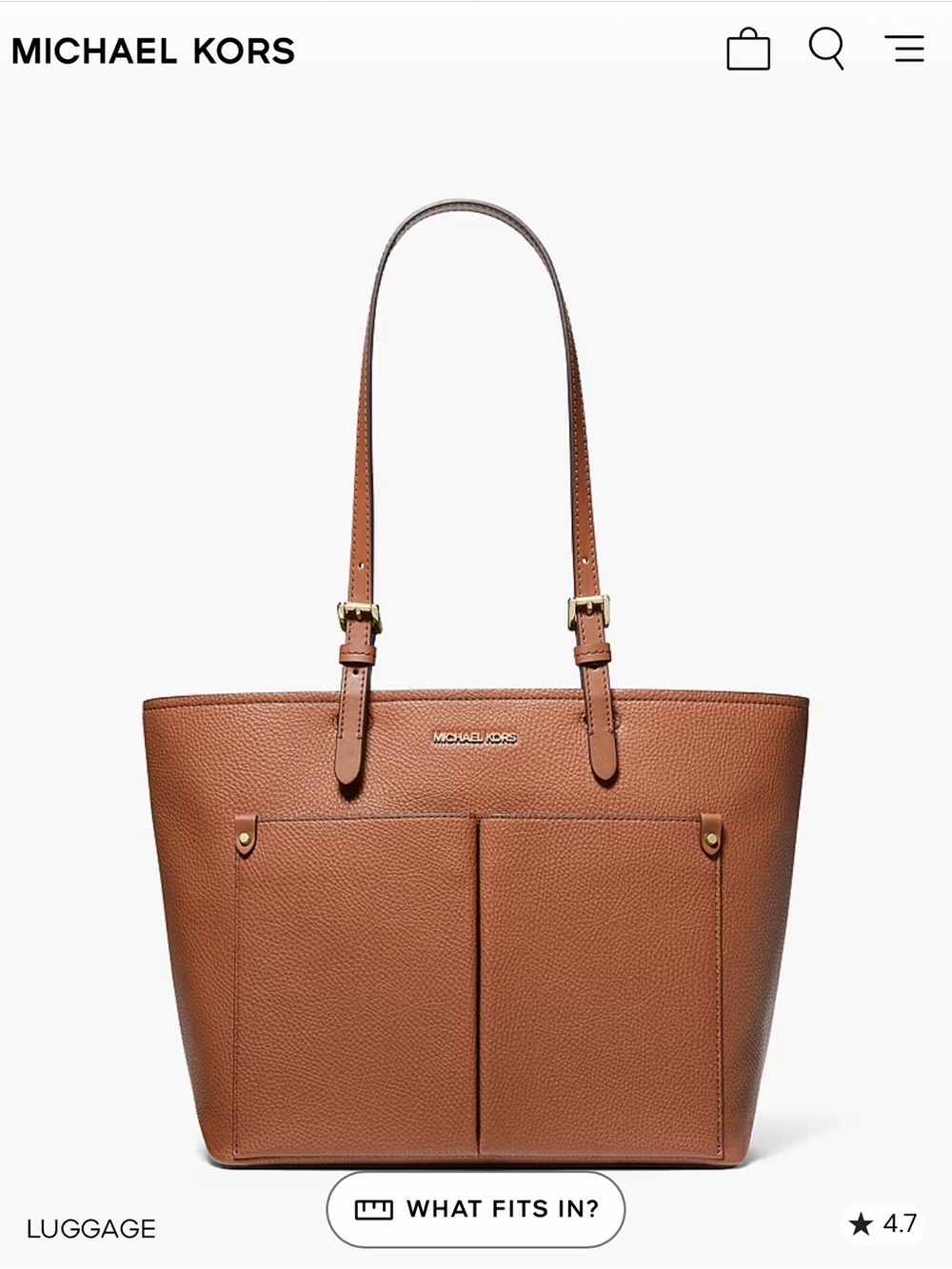 Michael Kors Tan Pebbled Leather Tote with Front Pockets